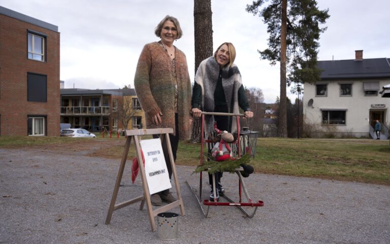 Både Anne Nilsson (f.v.) og Ann Kristin Grundt er svært fornøyde med oppmøtet på julemessen.
