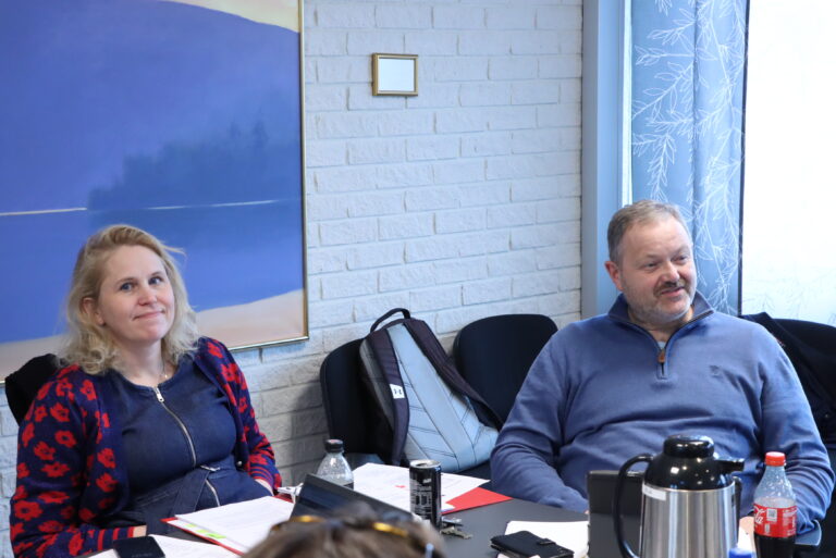 Ordfører Kamilla Thue og varaordfører Per Olav Stenslet i formannskapet.