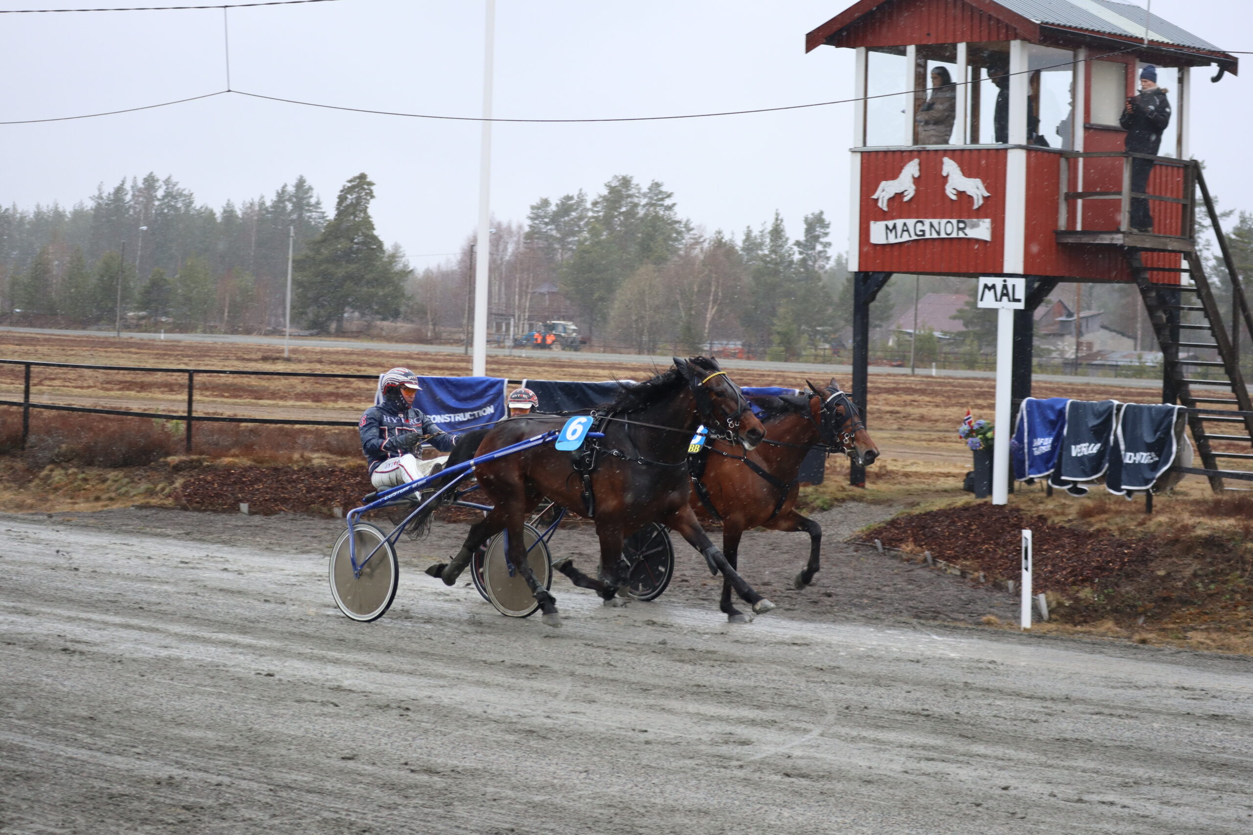 I løp nr. 2 for dagen ble det nesten fotofinish mellom far og sønn Gundersen. Sønnen Magnus stakk av med seieren med hesten Wildest Dreams. (nr.6)