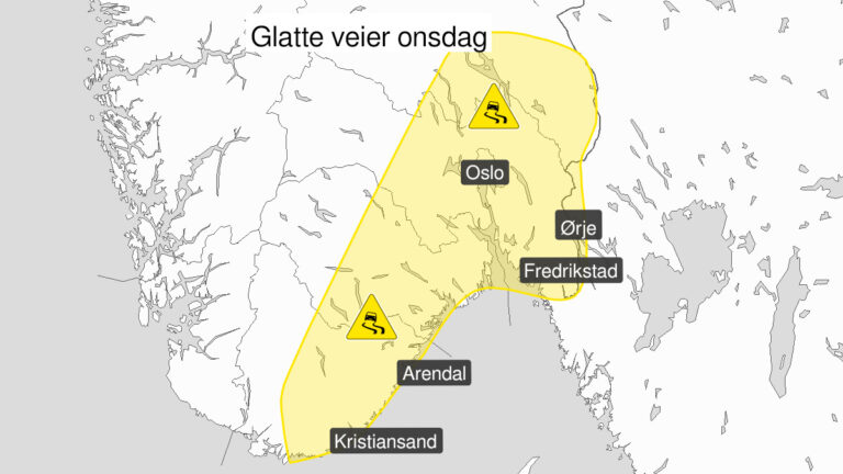 NVE varsler om glatte veier på store deler av Sør-og Østlandet.