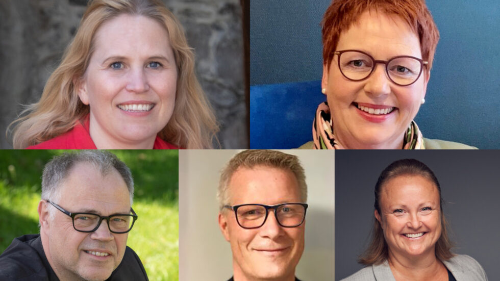 Kailla Thue (øverst til venstre), Elin Såheim Bjørkli, Knut Hvithammer, Harald Johansen og Anette Elseth mener Kongsvingerbanen bør prioriteres.