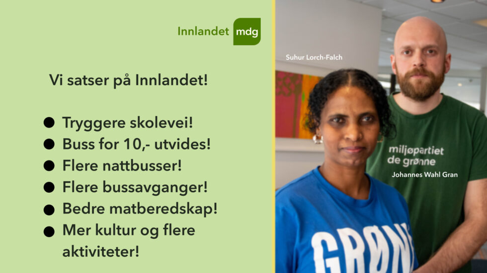 Suhur Lorch Falch og Johannes Wahl Gran er fylkestingrepresentanter for MDG Innlandet