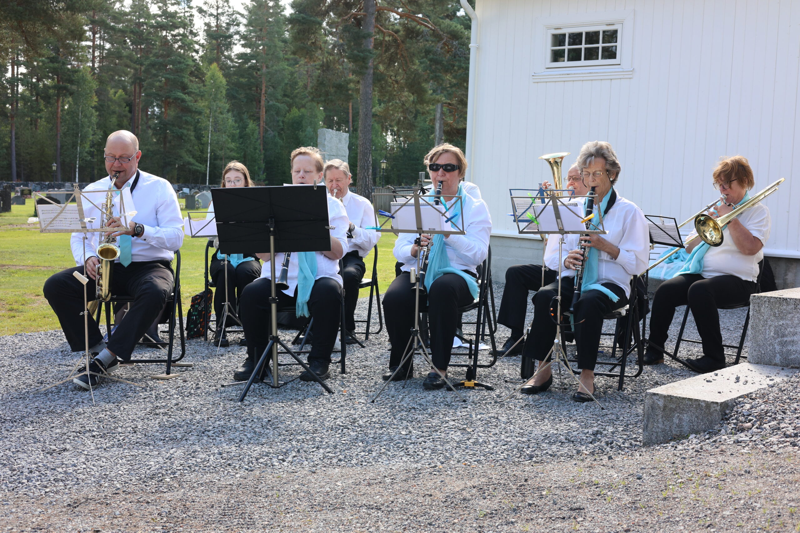 Eidskog Janitsjar spilte musikk som en velkomst til alle som kom til Magnor.