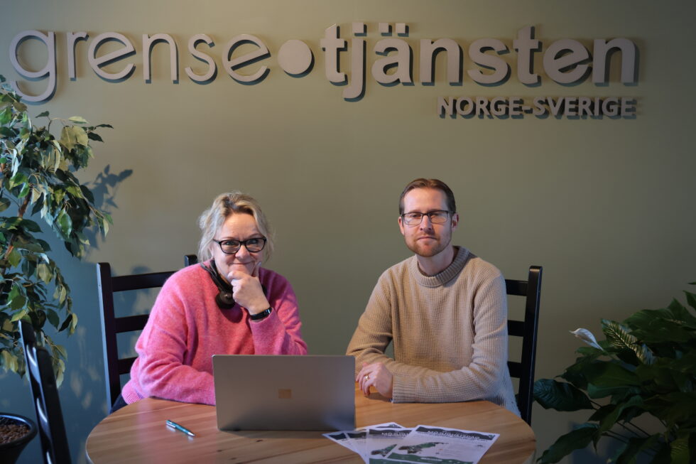 Madelene Kutt ved Grensetjenesten og Christoffer Damström i Eda kommune forteller om jobb- og utdaningsmuligheter på tvers av grensen.