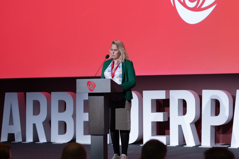 Kamilla Thue etterlyste mer satsning på tettere samarbeid og integrasjon i Norden i sitt innlegg på Arbeiderpartiets landsmøte.