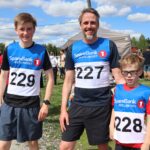 Jonas Kortner Vogt (t.v.), Trond Kortner og Even Kortner Vogt fikk gode resultater under Vestmarka rundt på lørdagens Vestmarka-dagen.
